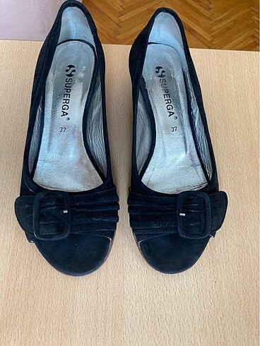 Superga siyah süet kısa topuklu