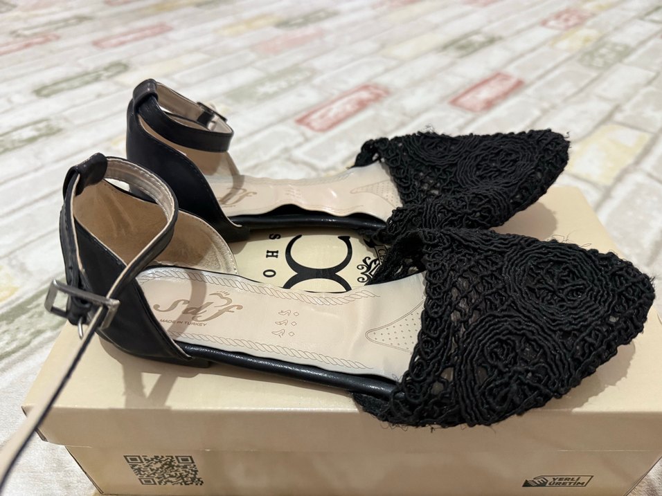 Dantel Detaylı Siyah Babet - Görsel 2