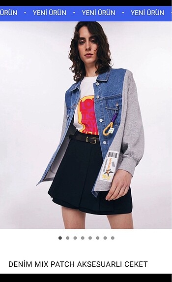Twist denim mix aksesuar patchli ceket