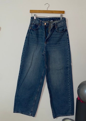 Kadın Lacivert Midi Bol Kesim Denim Pantolon
