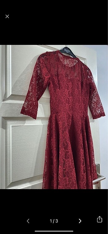 Bordo dantel elbise