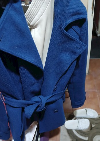 Pull and Bear Düğmeli Lacivert Midi Kadın Kaban