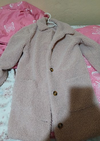 Düğmeli Pembe Midi Kadın Kaban