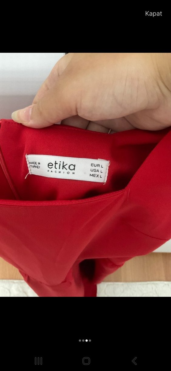 Kırmızı Midi Boy Fırfırlı Kadın Elbise - Görsel 4