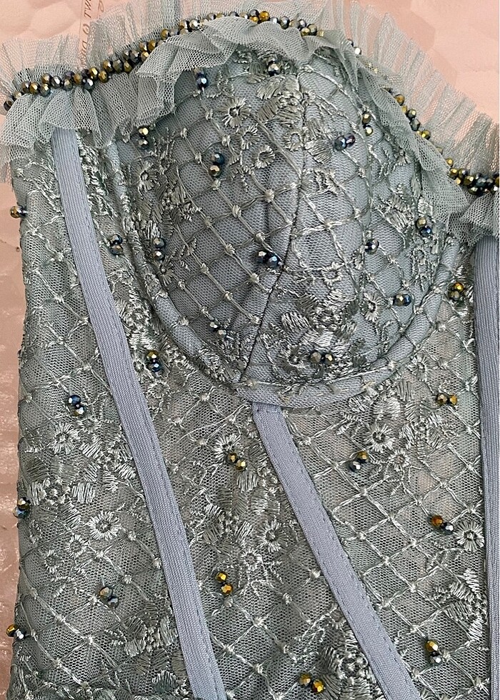 Küf Yeşili Abiye Mezuniyet Düğün Elbisesi - Görsel 3