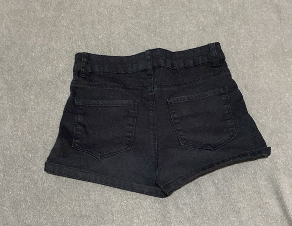 Siyah Basic Denim Midi koton şort - Görsel 2