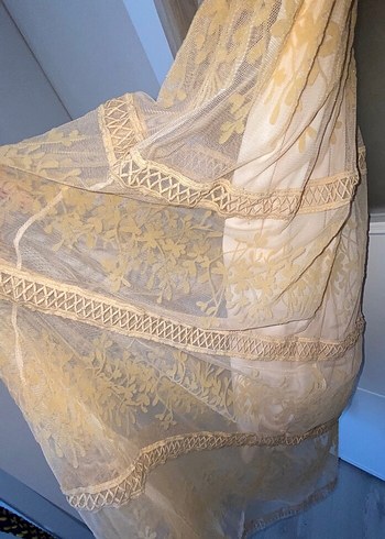 Bej Nakışlı Uzun Bohem Elbise - Görsel 7