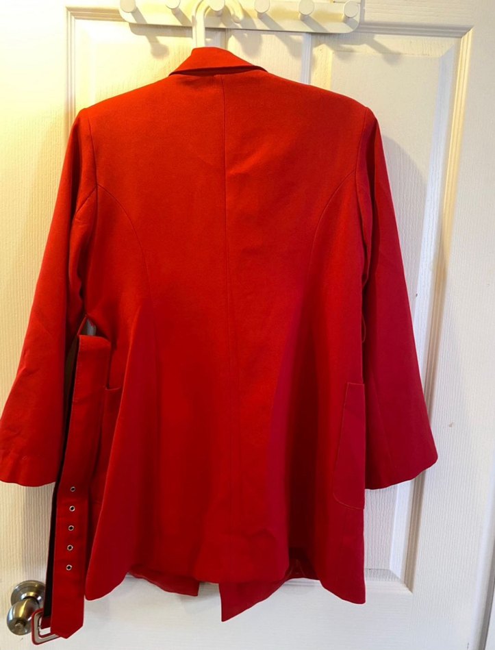 Kadın Kırmızı Uzun Süet Ceket - Görsel 2