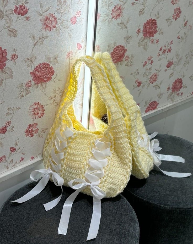 Dantel Detaylı Beyaz Örgü Kadın Çanta - Görsel 2