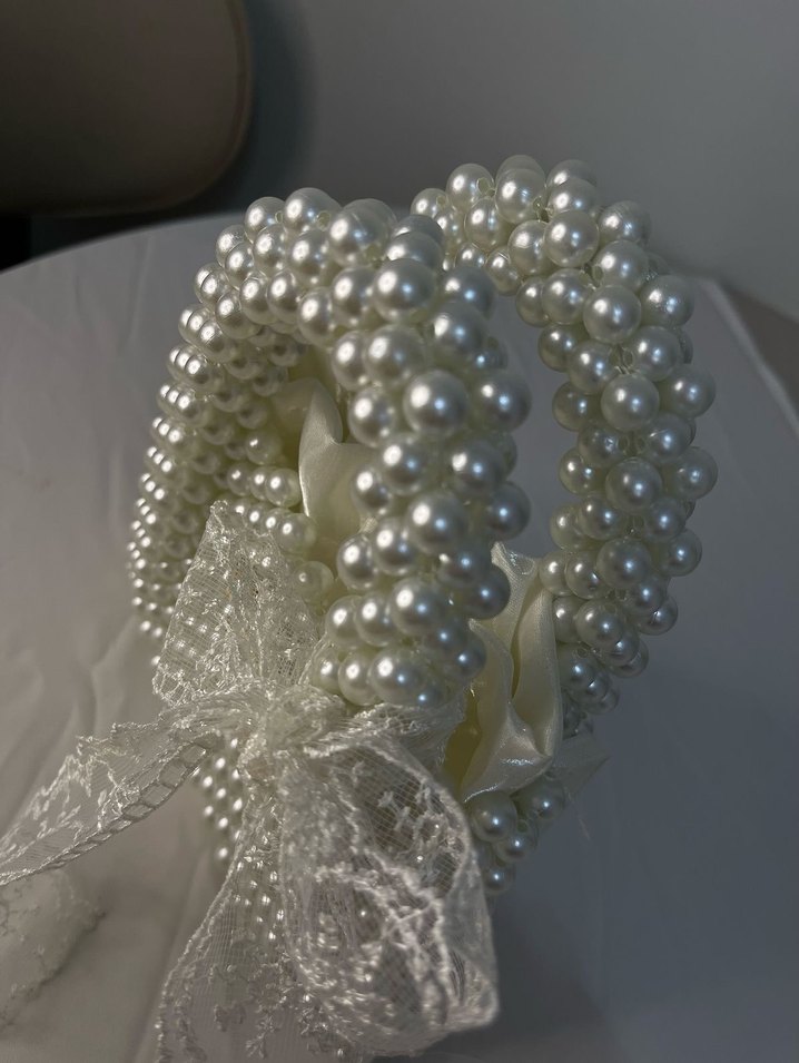 İnci Boncuklu Beyaz  Çanta - Görsel 2