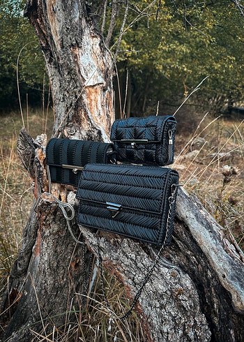 Nakışlı Siyah Deri Kadın Omuz Çantası - Görsel 2