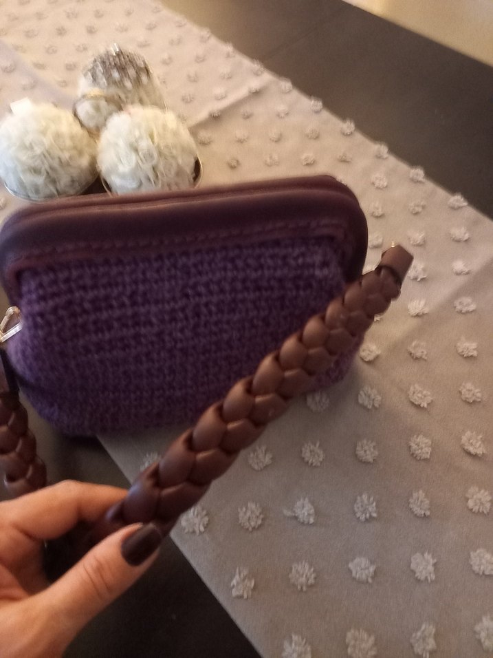 el örgüsü deri detay askılı çanta - Görsel 5