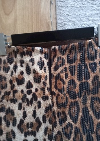 yurt dışı payet detay leopar mini etek - Görsel 3