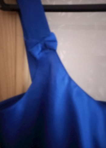 Parlak Mavi Mini Saten Pijama Takımı - Görsel 3