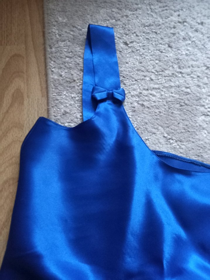 Parlak Mavi Mini Saten Pijama Takımı - Görsel 5