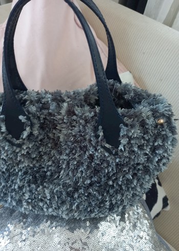 Kürk ip deri sap ve tabanlı el çantası - Görsel 2