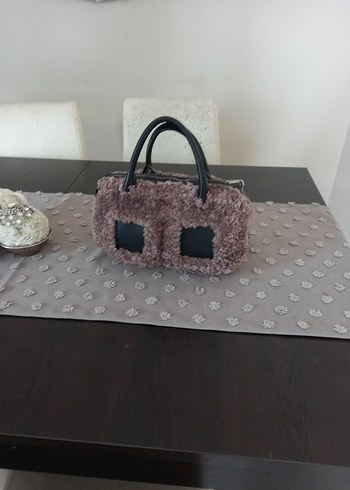 El örgüsü Kürklü deri detay El Çantası - Görsel 3