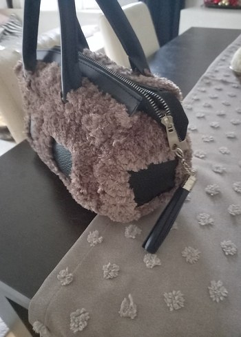 El örgüsü Kürklü deri detay El Çantası - Görsel 10