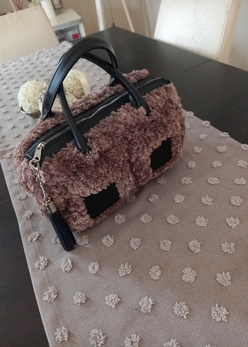 El örgüsü Kürklü deri detay El Çantası - Görsel 11