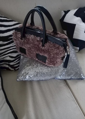 El örgüsü Kürklü deri detay El Çantası - Görsel 9