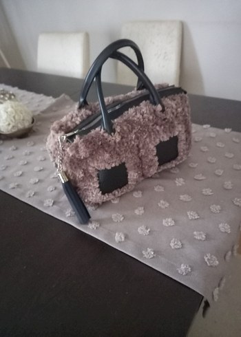 El örgüsü Kürklü deri detay El Çantası - Görsel 6