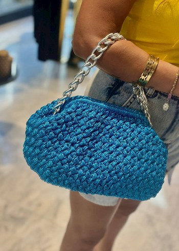 metal zincir detay burslu clutch çanta - Görsel 5