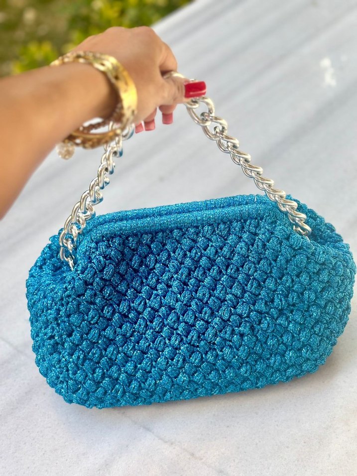 metal zincir detay burslu clutch çanta - Görsel 2