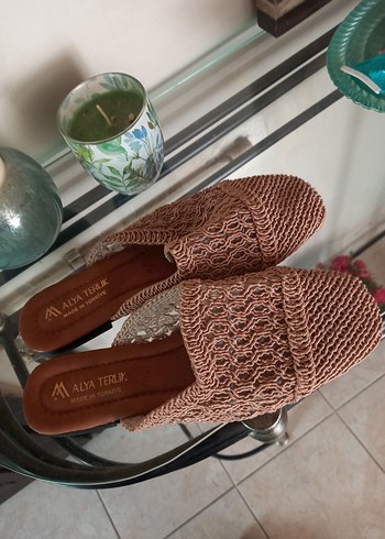 Kadın Bohem Örgü Kahverengi Terlik - Görsel 7