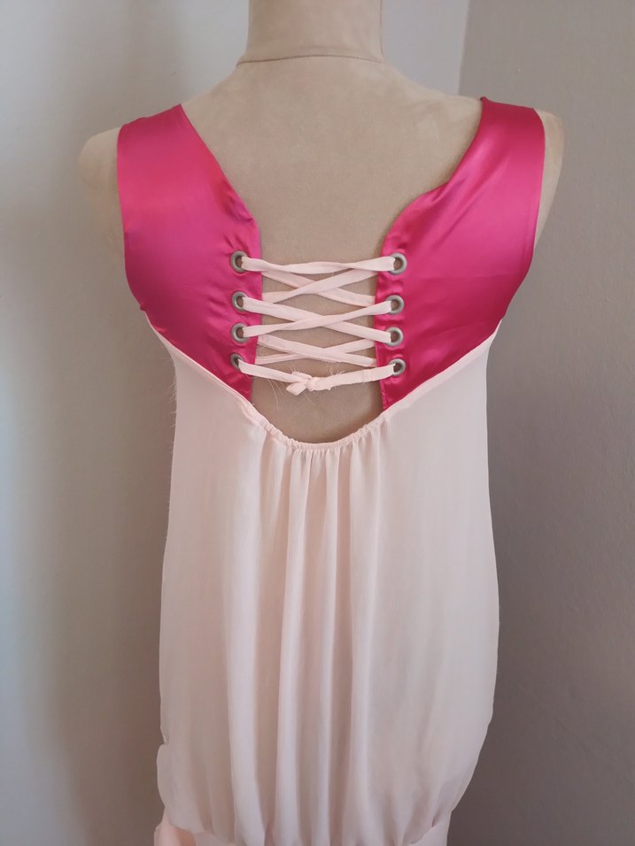 Pembe Desenli sifon y2k elbise - Görsel 3