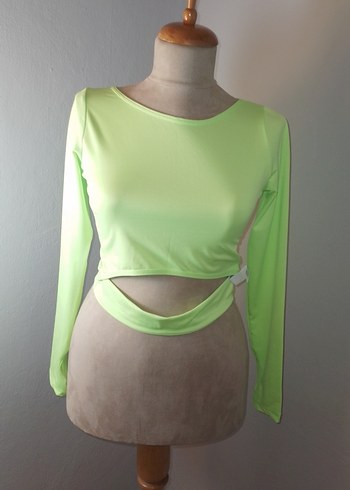 Yeşil Uzun Kollu Crop Top