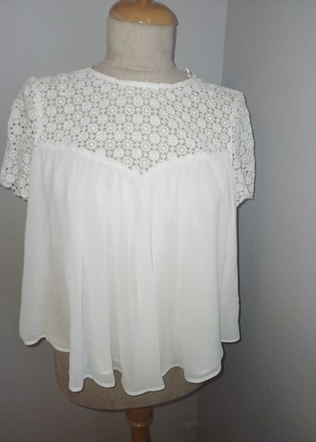 Dantel Detaylı Beyaz Kadın Bluz - Görsel 6