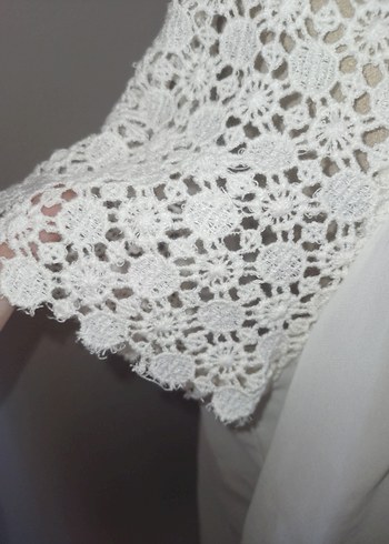 Dantel Detaylı Beyaz Kadın Bluz - Görsel 4