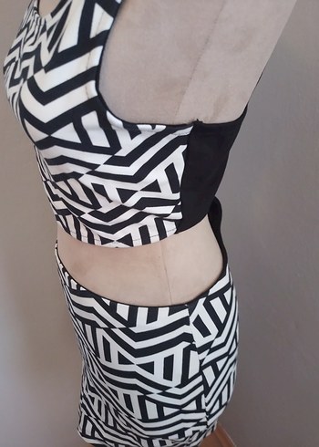 Kadın Zebra Desenli Mini Elbise - Görsel 2