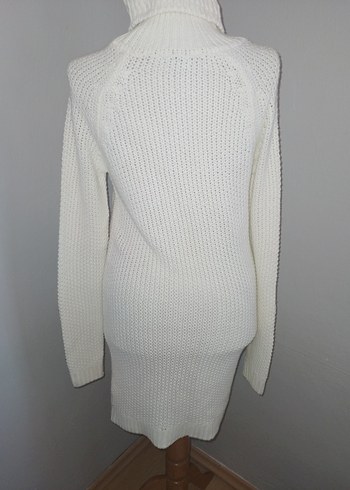 Beyaz Boğazlı Örgü Mini elbise - Görsel 6