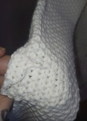 Beyaz Boğazlı Örgü Mini elbise - Görsel 3