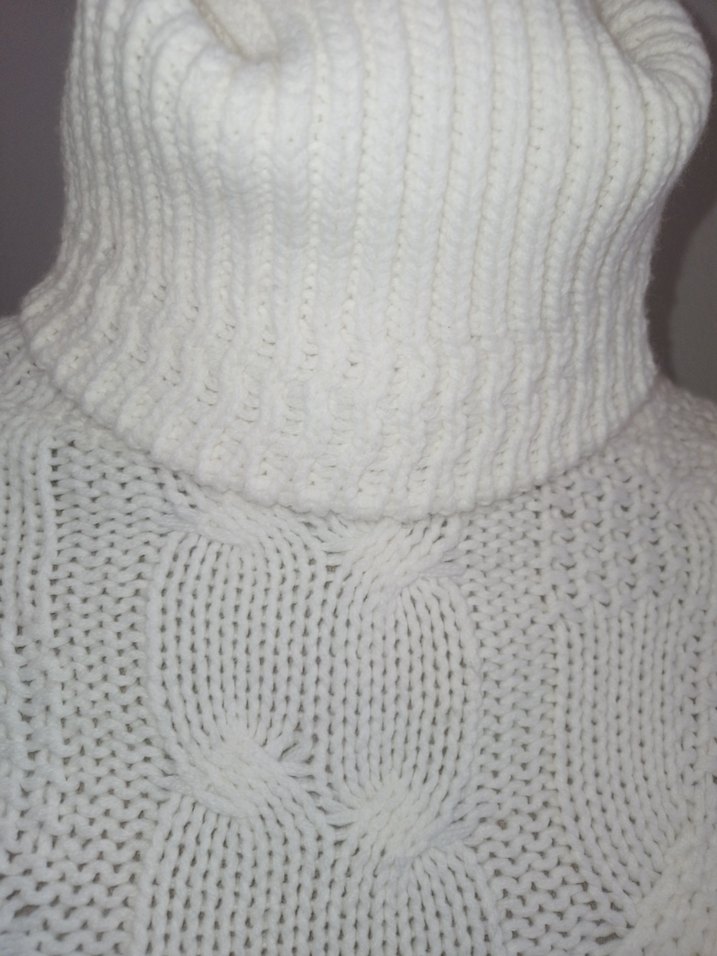 Beyaz Boğazlı Örgü Mini elbise - Görsel 2