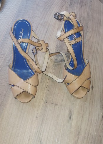 camel Kadın Platform Topuklu Sandalet
