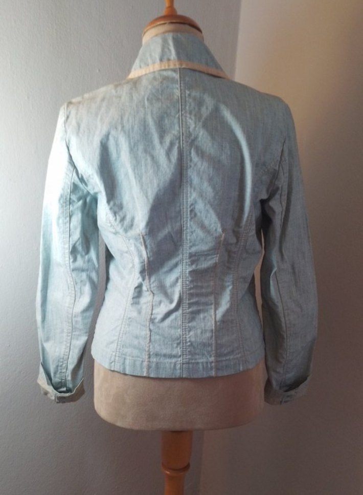 Bej Kadın Denim Ceket Notched Yaka - Görsel 5