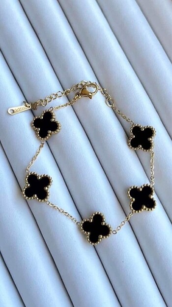 Altın Renk Siyah Sedefli Van Cleef Bileklik