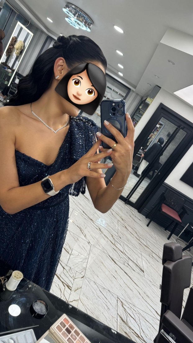 Sade Straplez Drapeli Lacivert İşlemeli Abiye - Görsel 3