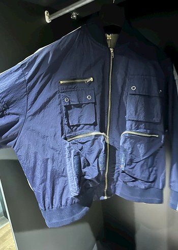 Kadın Lacivert Fermuarlı Denim Ceket - Görsel 2