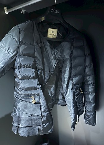 Gri Mini Street Wear Kadın Ceket - Görsel 2