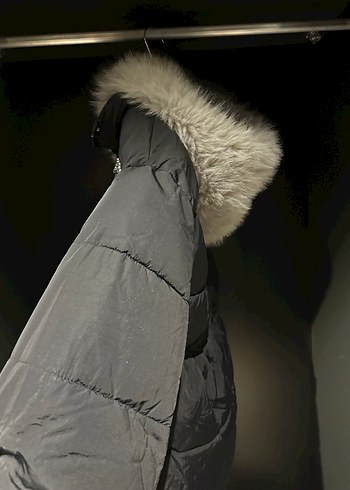 Gri Kürklü Kadın Kışlık Mont - Görsel 3