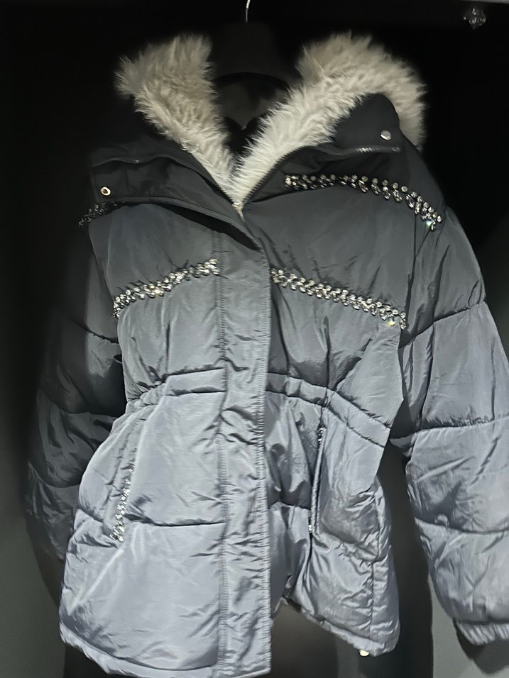 Gri Kürklü Kadın Kışlık Mont - Görsel 5