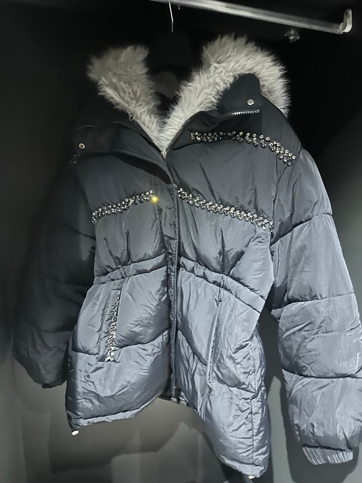 Gri Kürklü Kadın Kışlık Mont - Görsel 2