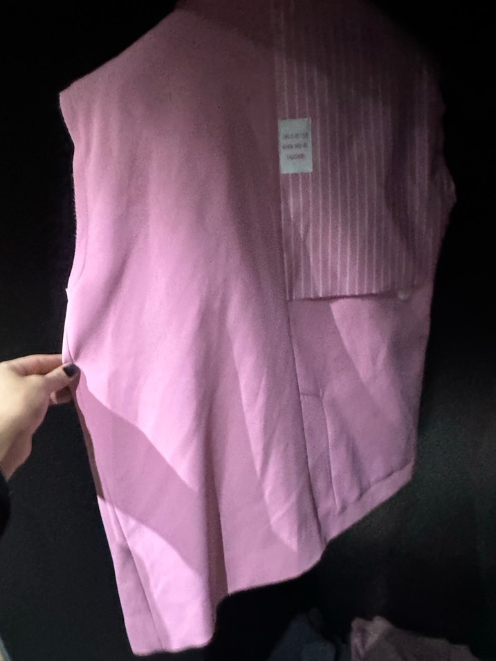 Pembe Düğmeli Kolsuz Midi Blazer - Görsel 4