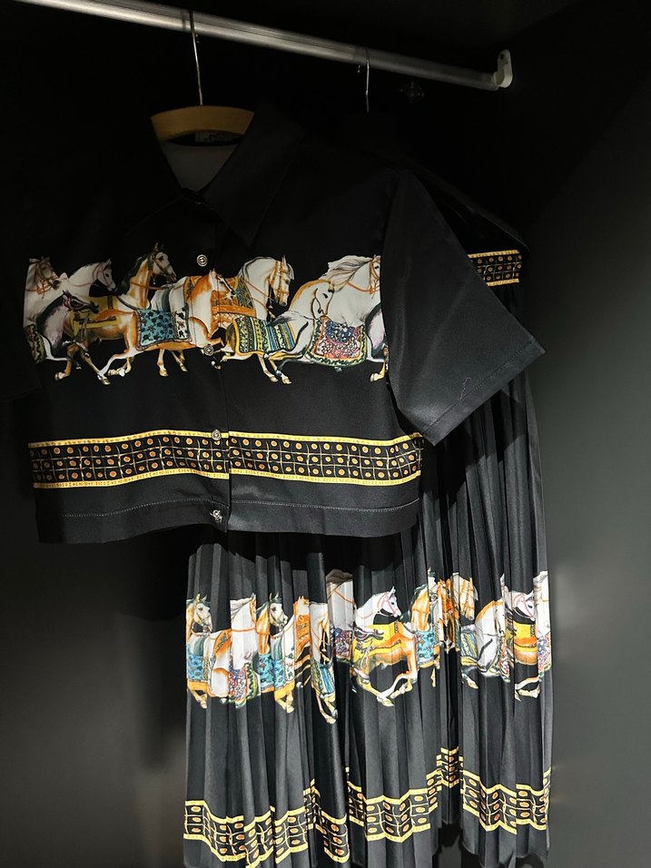 Siyah Baskılı Uzun Kadın Elbise - Görsel 4