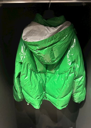 Parlak Yeşil Fermuarlı Kadın Kışlık Ceket - Görsel 3