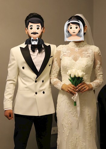 Dantel Detaylı Beyaz Midi Gelinlik - Görsel 2