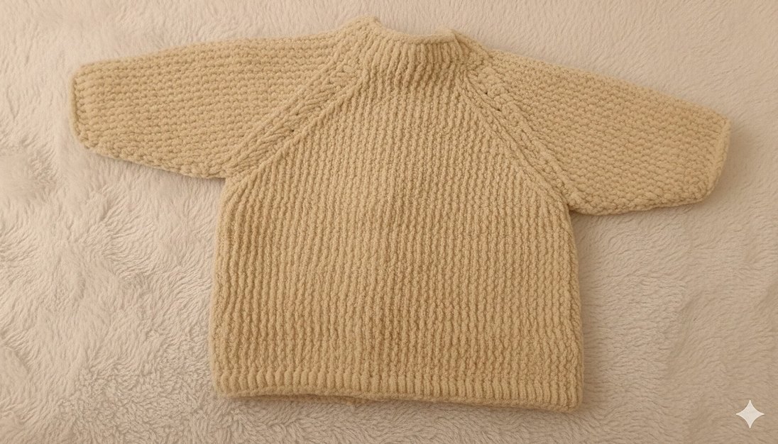 Çocuk Bej Bohem Örgü Hırka - Görsel 5